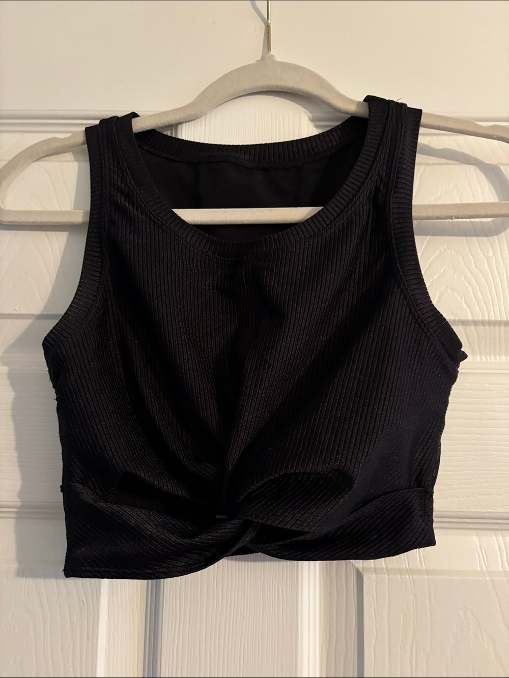 aerie offline Black Ribbed Twist-Front Cropped Tank
